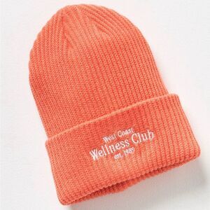 Anthropologie Daily Practice Sport Club Ribbed Beanie Orange Knit Hat OS NWT